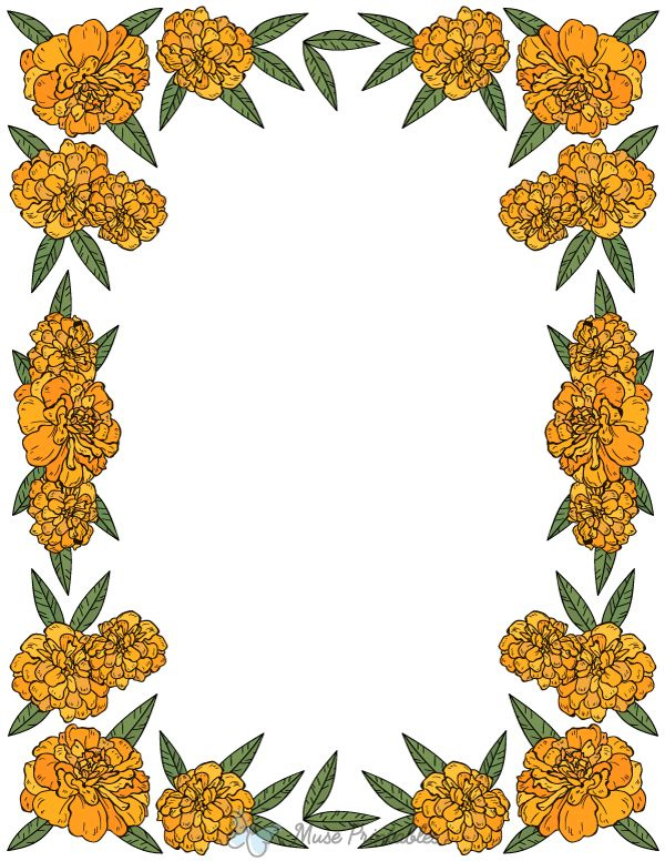 Printable Marigold Page Border Border Printables Marigold