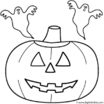 Pumpkin Jack O Lantern With Ghosts Coloring Page Halloween