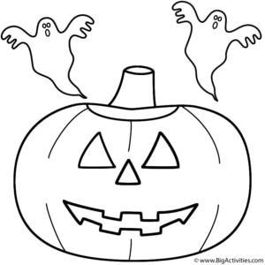 Pumpkin Jack o Lantern With Ghosts Coloring Page Halloween