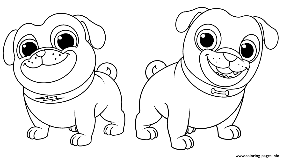 Puppy Dog Pals Two Puppies Together Coloring Pages Printable