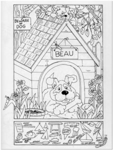 Puppy Hidden Picture Puzzle And Coloring Page