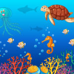 Sea Animals Swimming Under The Ocean 371627 Vector Art At Vecteezy