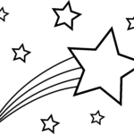 Shooting Star Colorable Line Art Free Clip Art Star Coloring Pages
