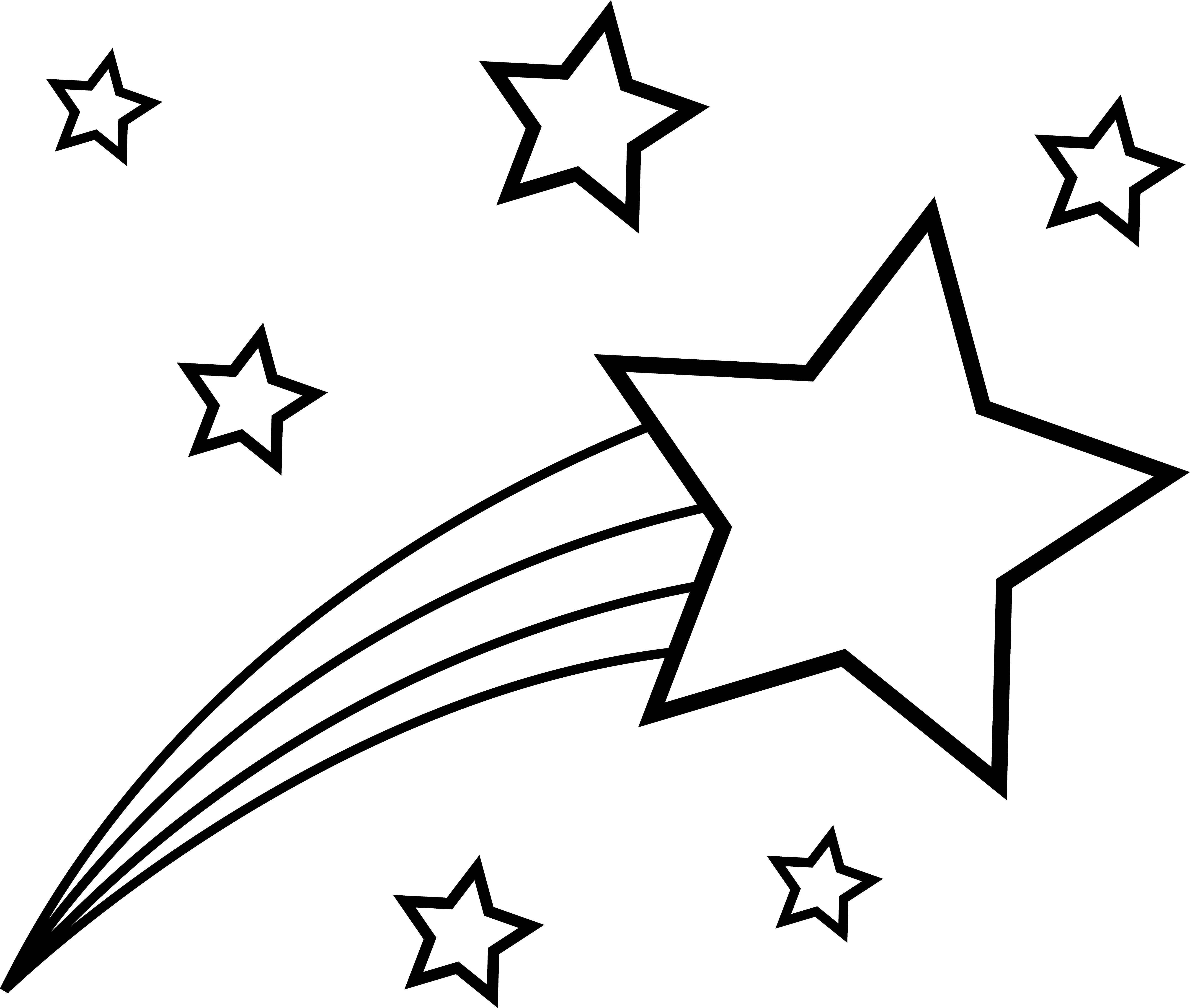 Shooting Star Colorable Line Art Free Clip Art Star Coloring Pages 