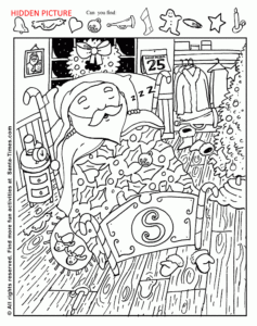 Sleepy Santa Hidden Picture Hidden Pictures Christmas Worksheets