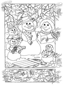 Snowman Hidden Picture Puzzle For Christmas Hidden Pictures Hidden