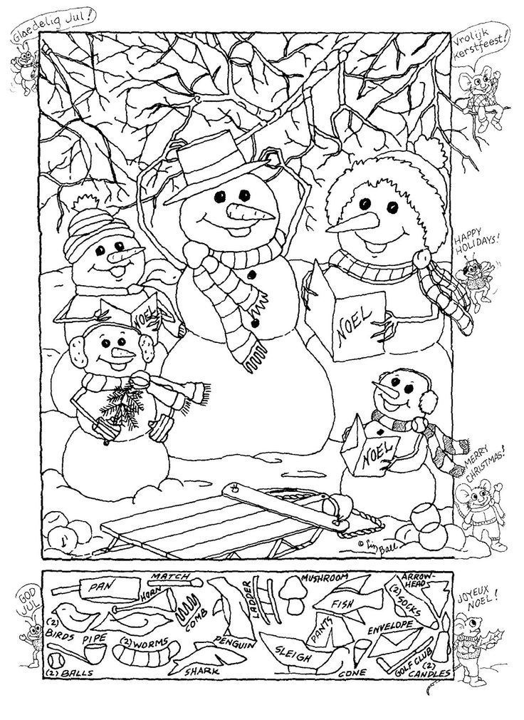 Snowman Hidden Picture Puzzle For Christmas Hidden Pictures Hidden 