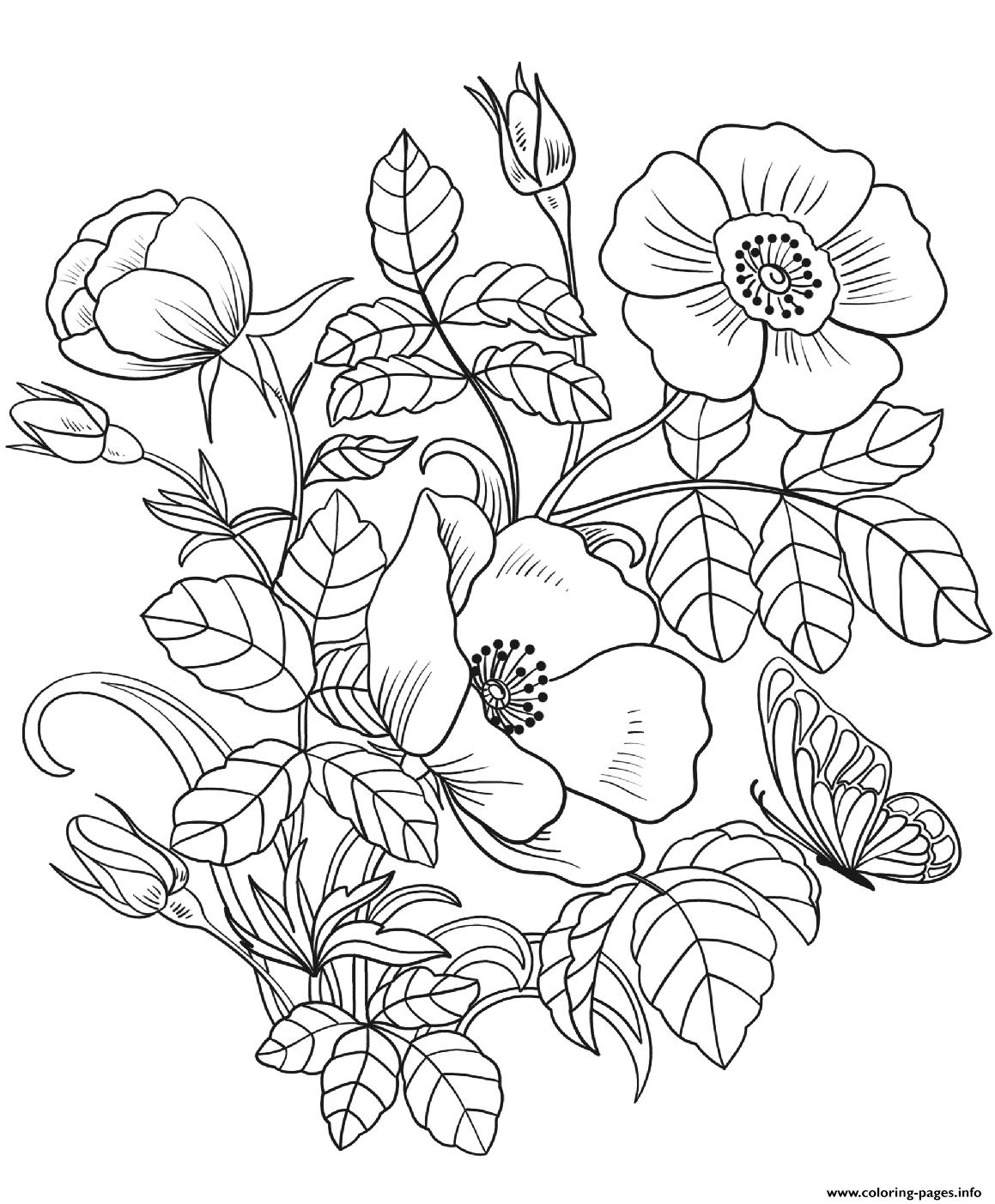 Spring Flowers Coloring Page Printable