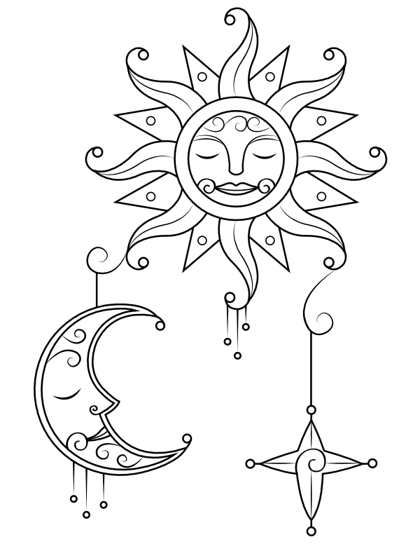 Sun Moon Coloring Pages Coloring Home