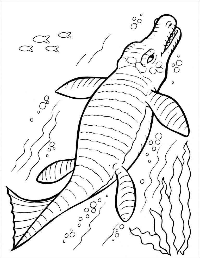 Swimming Dinosaurs Coloring Page ColoringBay