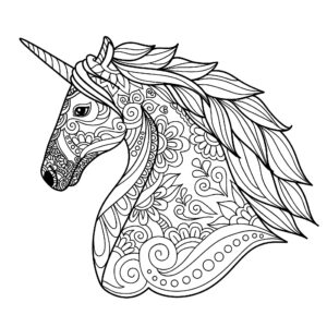 Unicorn Head Simple Unicorns Adult Coloring Pages