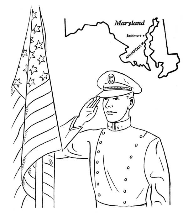 US Naval Academy In Maryland Celebrating Veterans Day Coloring Page 
