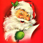 Vintage Santa Print 8x10 Christmas Illustration Retro Santa Claus