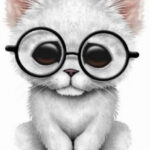 White Kitten In Glasses Cutedrawing Cute Drawing Cat Cute