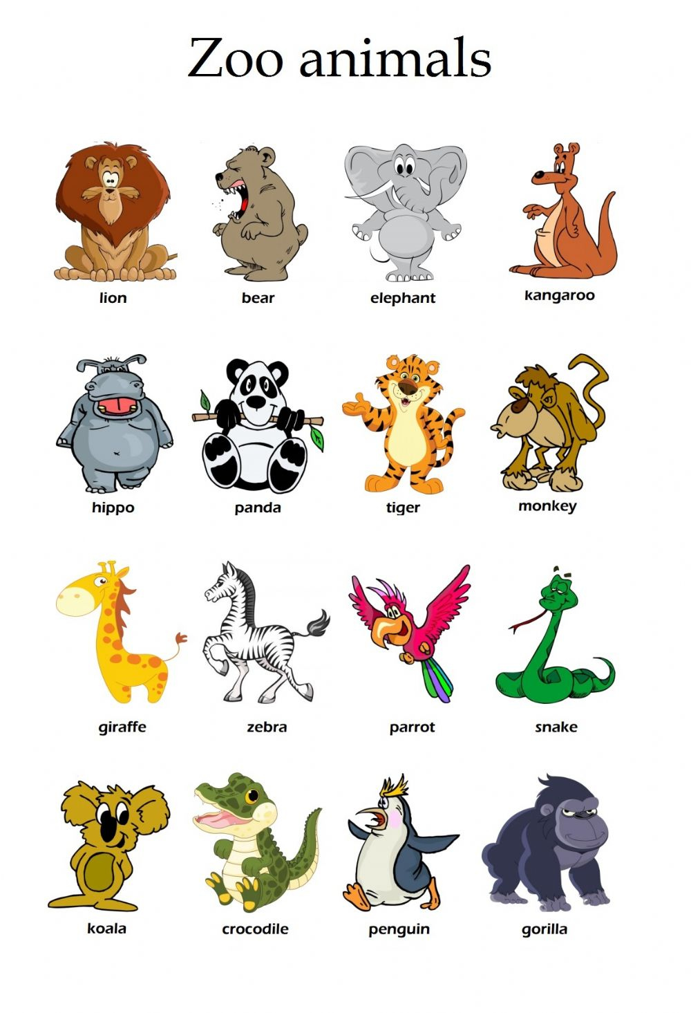 Zoo Animals Online Pdf Worksheet For Preschool