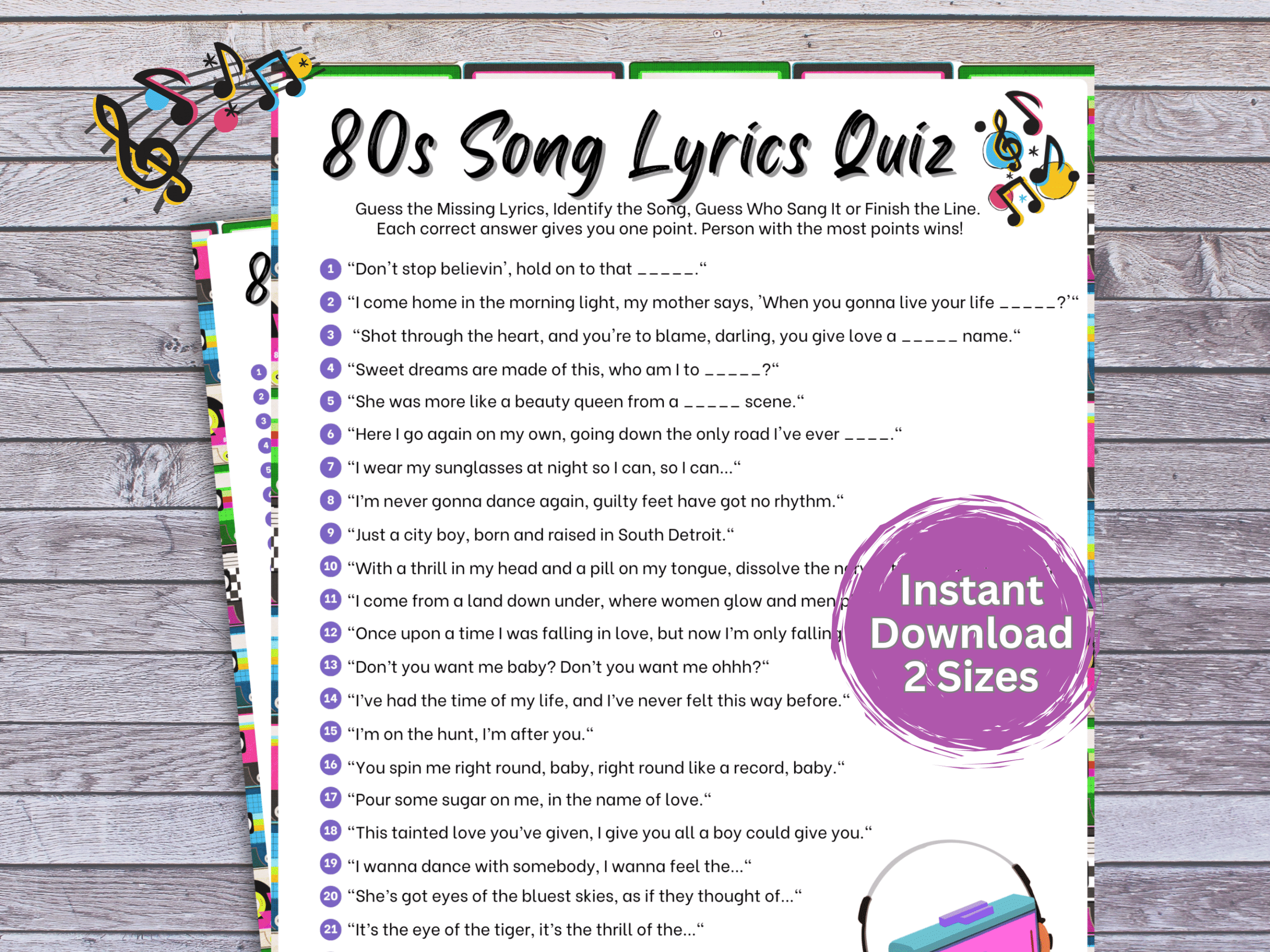80s Finish The Lyrics Quiz