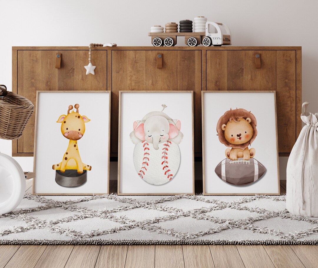 Baby Animals On Sports Balls Nursery Art Baby Animals On Sports Balls Nursery Art