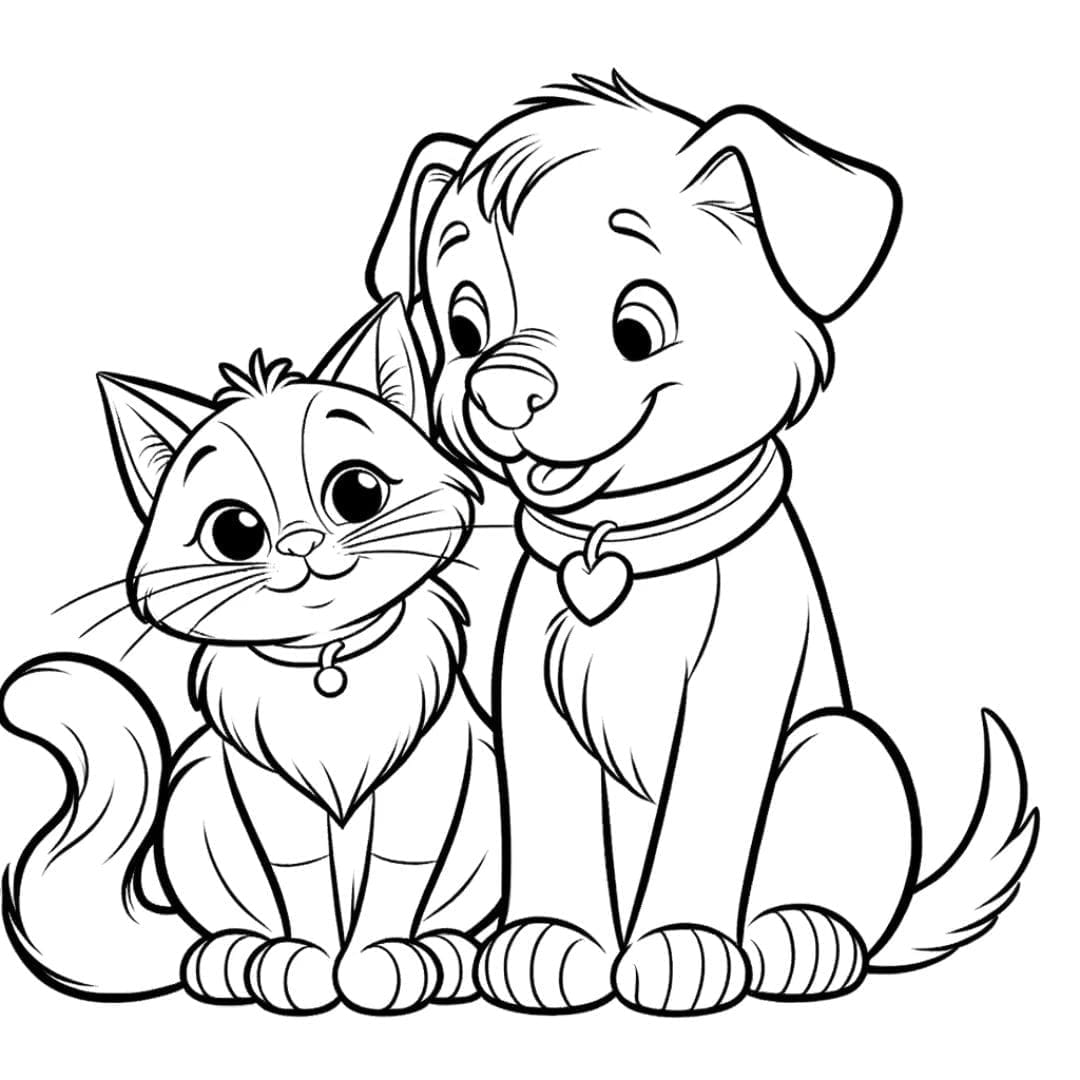 Cat And Dog Coloring Cat And Dog Coloring