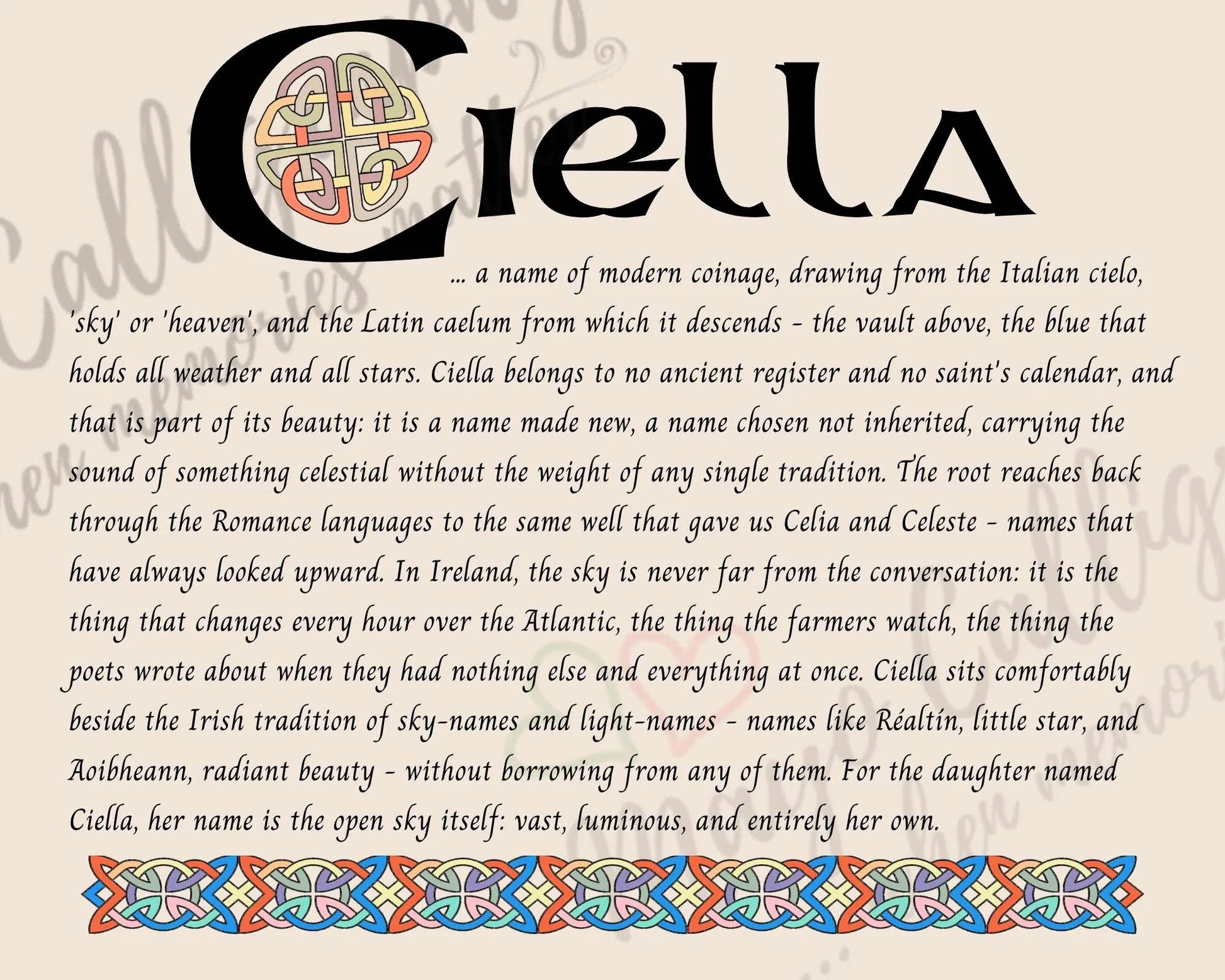 Ciella Celtic Name Print Digital Download Ciella Celtic Name Print Digital Download