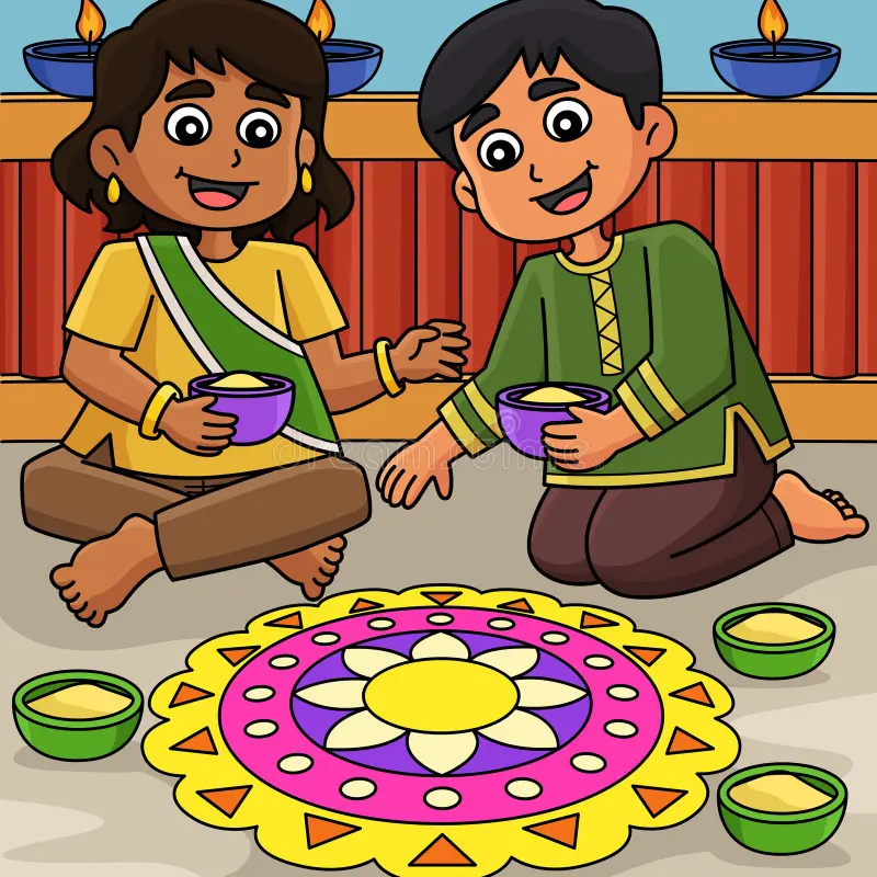 Diwali Festival Kids Making Rangoli Colored Cartoon Clipart Shows Illustration Image334285547 Diwali Festival Kids Making Rangoli Colored Cartoon Clipart Shows Illustration Image334285547