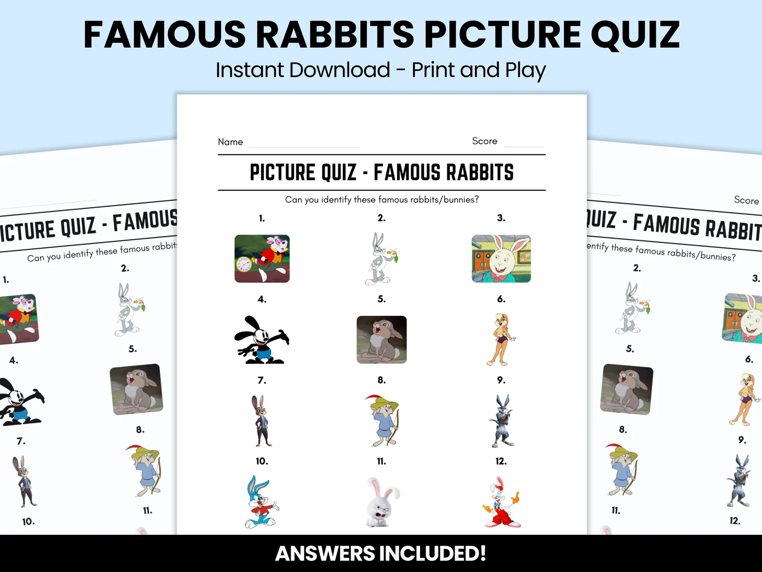 Famous Rabbits Picture Quiz Famous Rabbits Picture Quiz