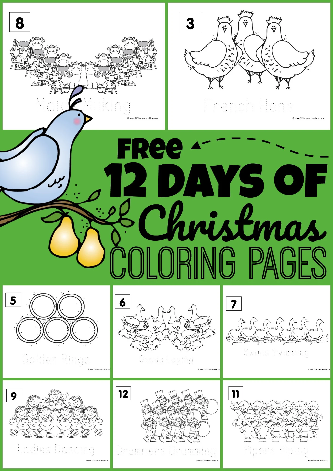 Free Christmas Coloring Sheets 12 Days 96 Free Christmas Coloring Sheets 12 Days 96