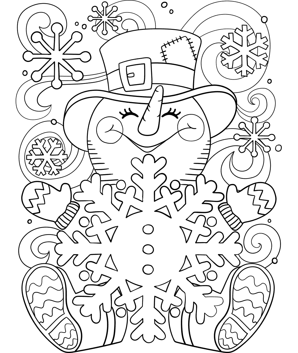 Happy Little Snowman Coloring Page