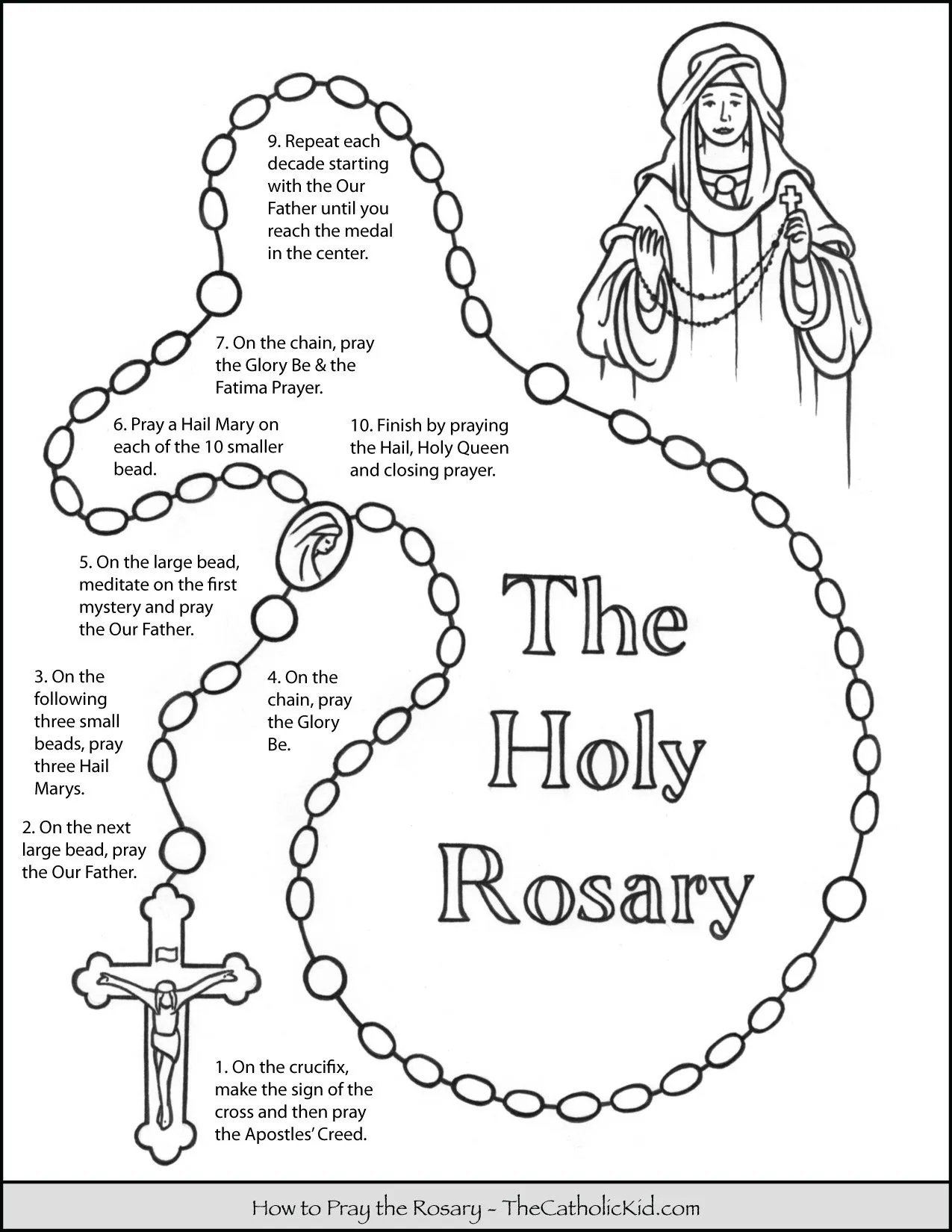 How To Pray The Rosary Coloring Page