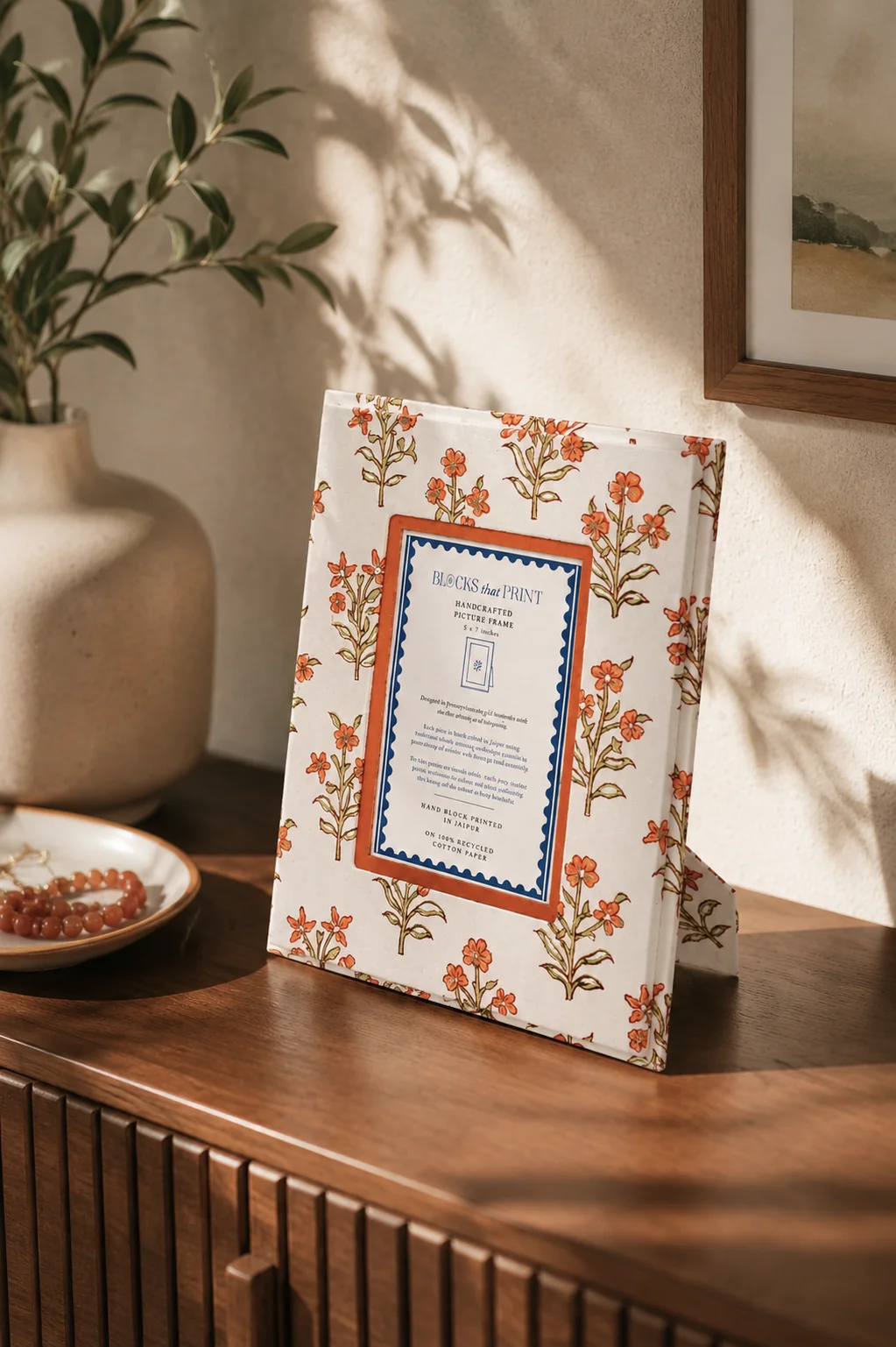 Leela Apricot Block Print Frame 5x7 Leela Apricot Block Print Frame 5x7
