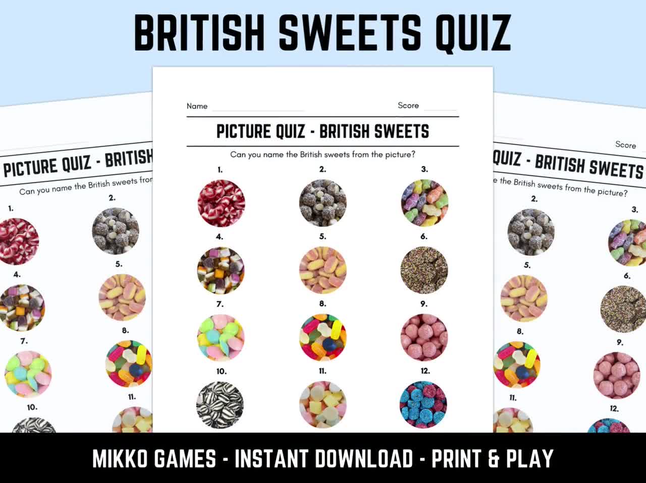 Printable British Sweets Picture Quiz Printable British Sweets Picture Quiz