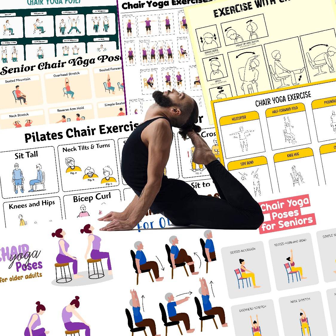 Printable Chair Yoga Exercises For Seniors Easy Gentle Workouts 12628202 Printable Chair Yoga Exercises For Seniors Easy Gentle Workouts 12628202