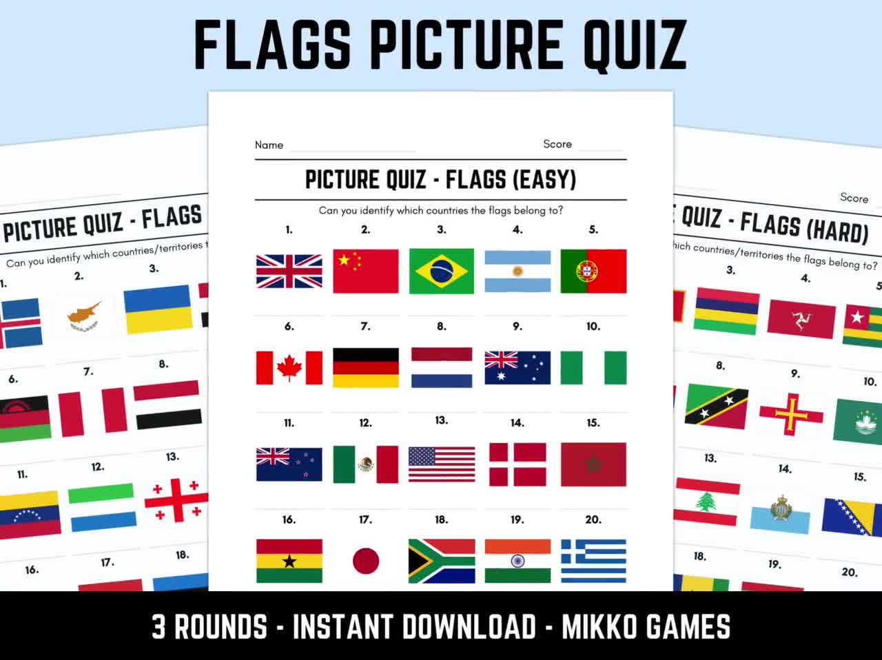 Printable Flags Picture Quiz With Printable Flags Picture Quiz With
