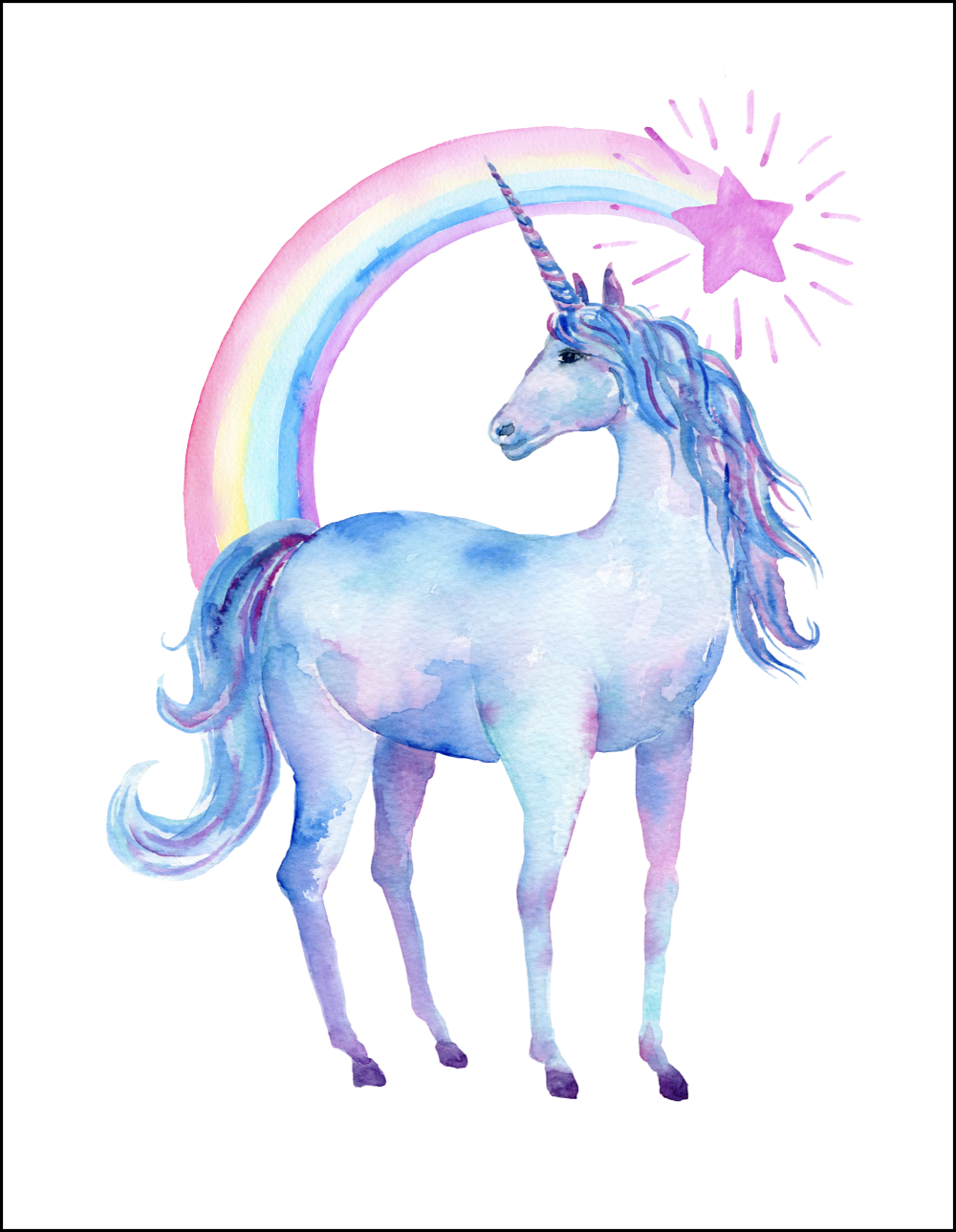 Printable Watercolor Unicorn Pictures Printable Watercolor Unicorn Pictures