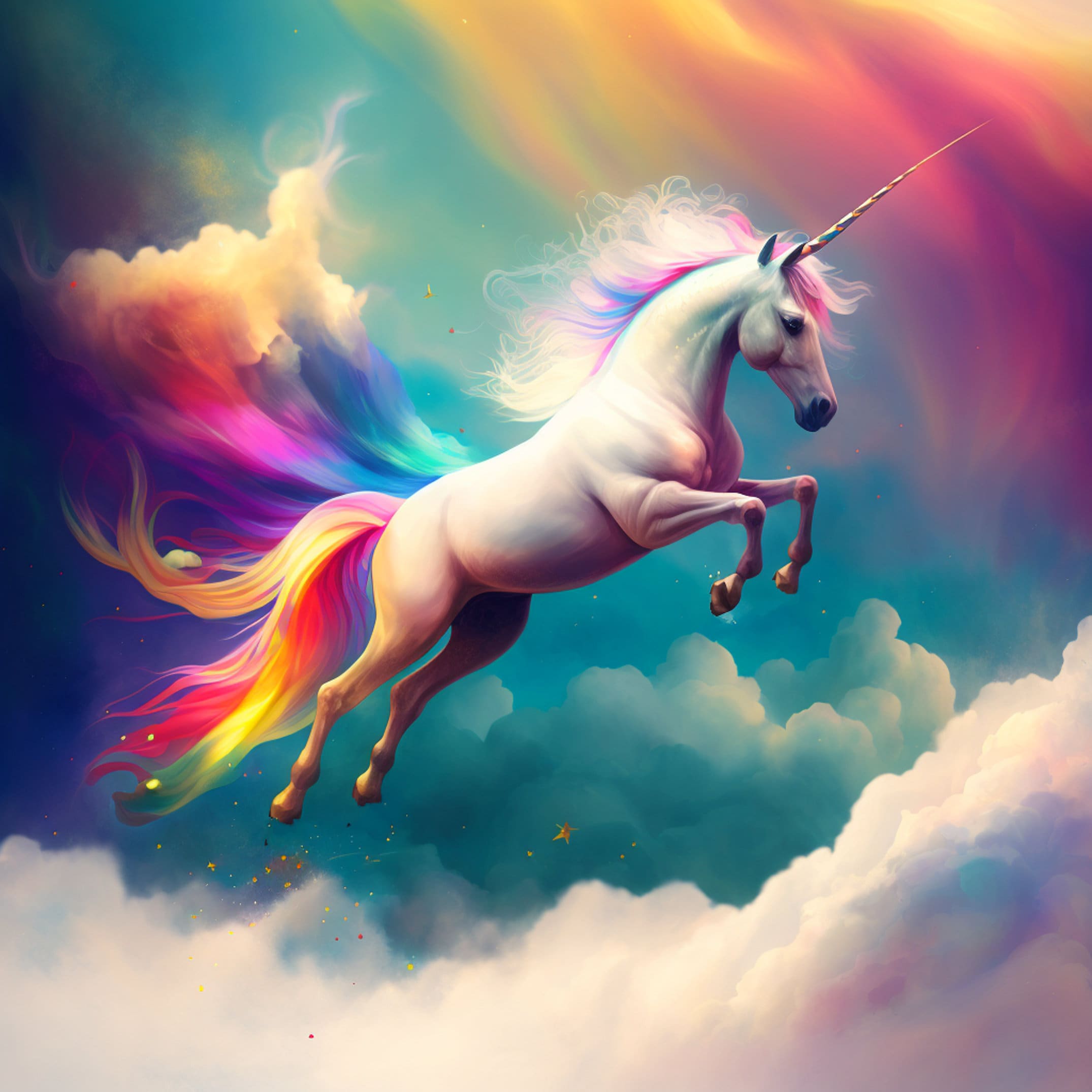 Rainbow Unicorn Digital Print Wall Decor