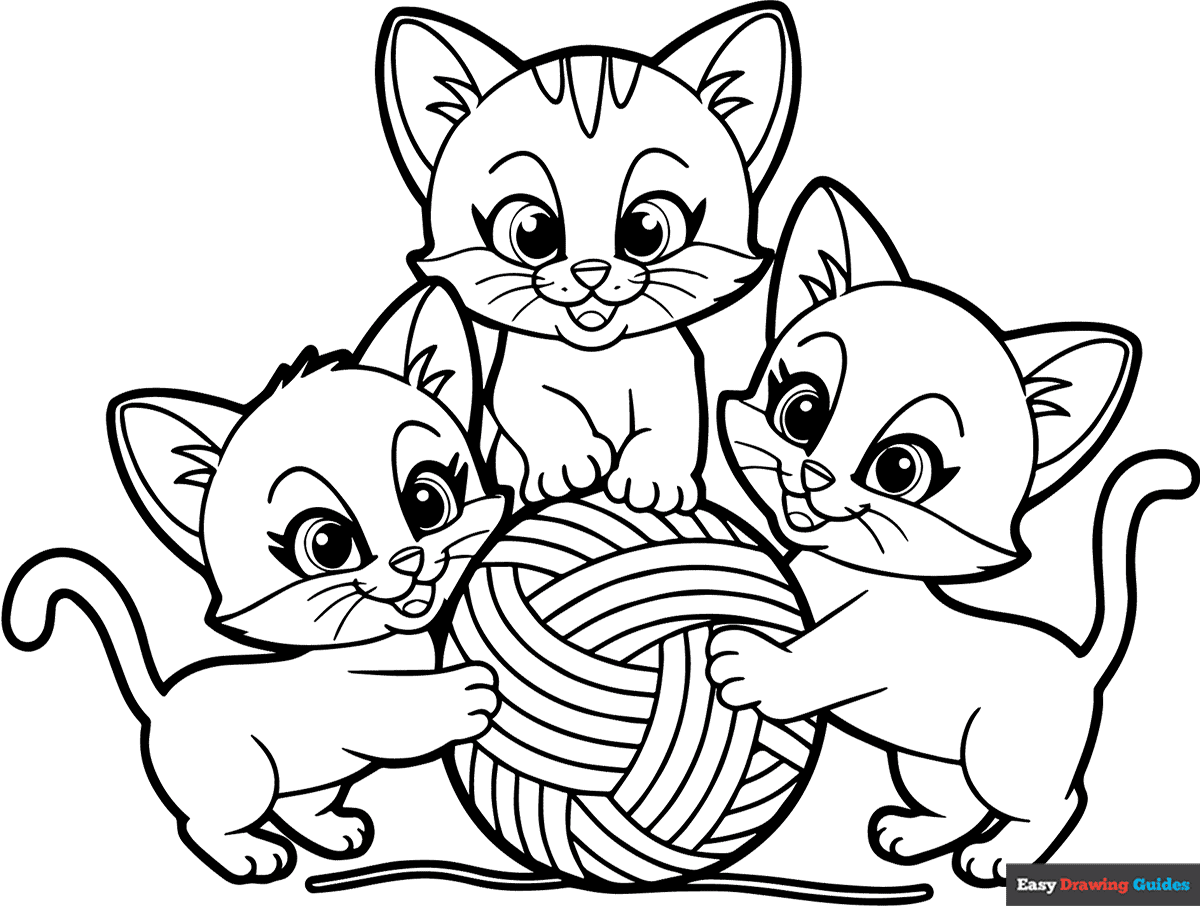 Silly Cats Playing With Ball Of Yarn