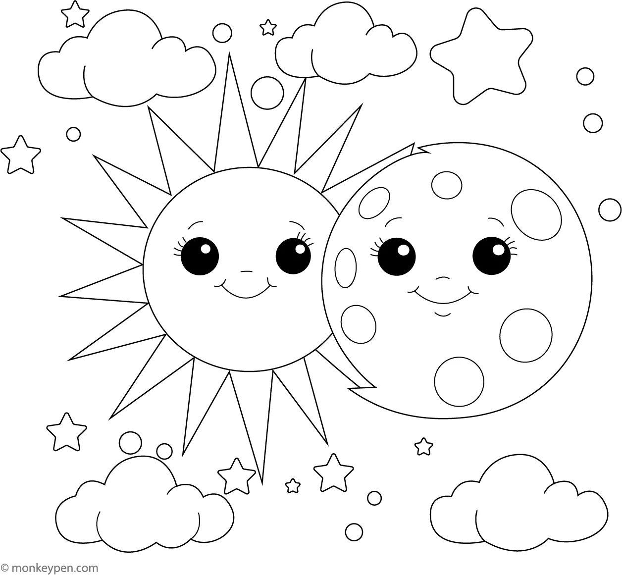 Sun And Moon Coloring Page Sun And Moon Coloring Page