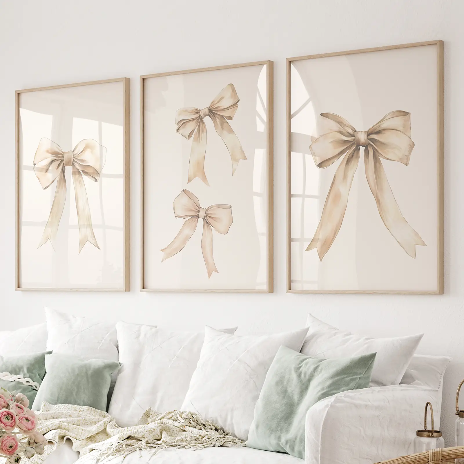 Trendy Aesthetic Bows Nursery Wall Art Set Poster Trendy Aesthetic Bows Nursery Wall Art Set Poster