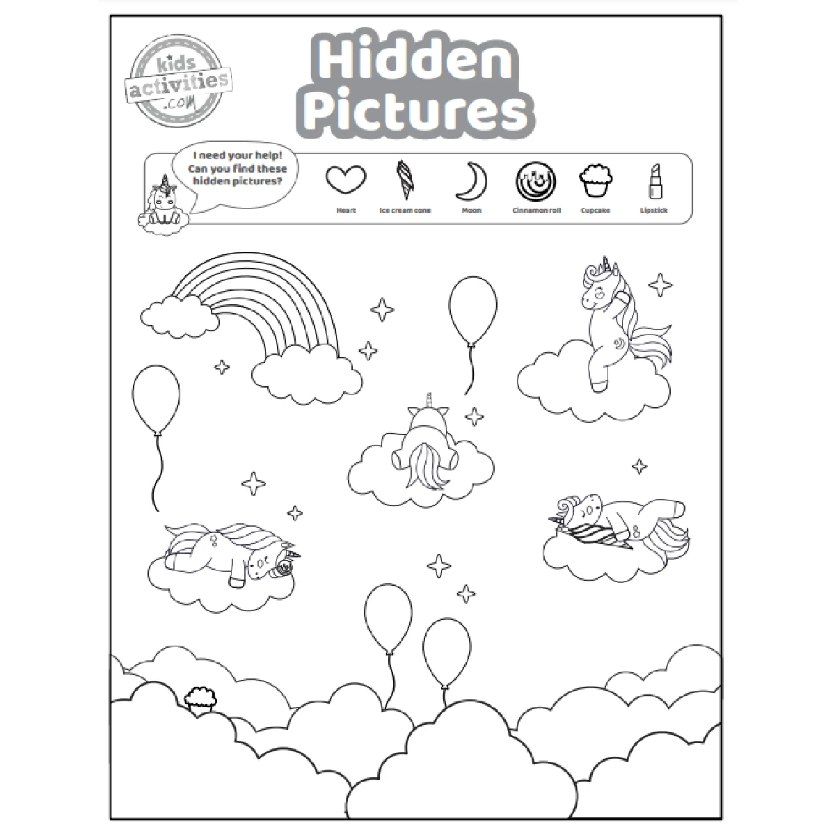 Unicorn Hidden Pictures Unicorn Hidden Pictures