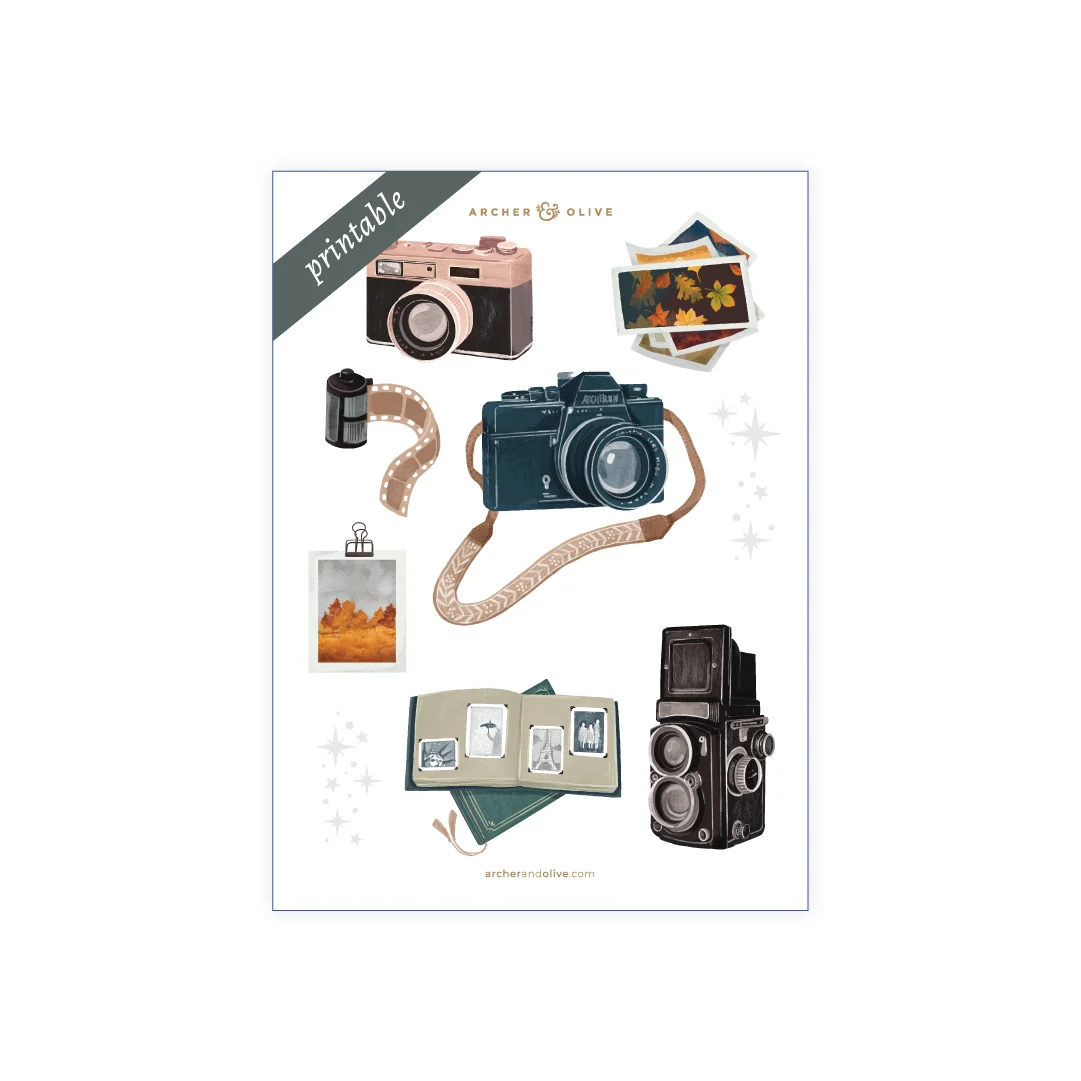 Vintage Camera Printable Stickers